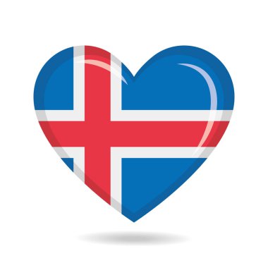 Kalp şekli vektör illüstrasyonunda İzlanda ulusal bayrağı