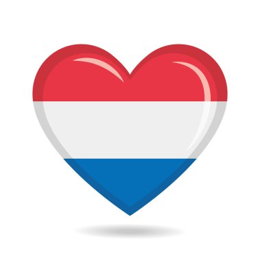 Hollanda ulusal bayrağı kalp şekli vektör illüstrasyonunda