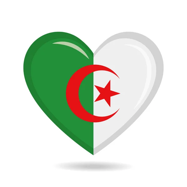 Algeriet Nationalt Flag Hjerteform Vektor Illustration – Stock-vektor