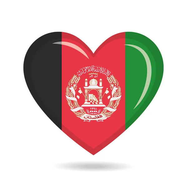 Afghanistan National Flag Heart Shape Vector Illustration — Stock Vector