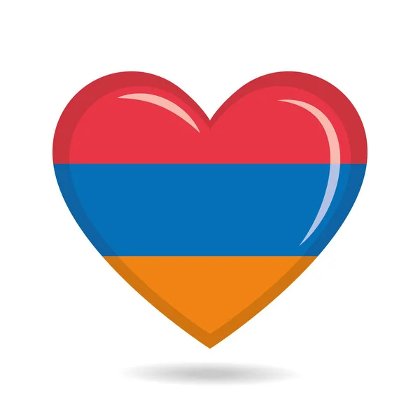 アルメニア国旗ハート型ベクトルイラスト — ストックベクタ