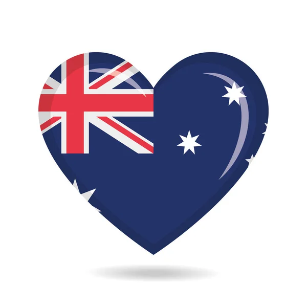 Austrálie Národní Vlajka Tvaru Srdce Vektorové Ilustrace — Stockový vektor
