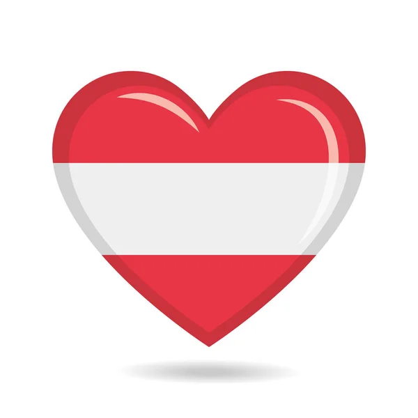 Autriche Drapeau National Forme Coeur Illustration Vectorielle — Image vectorielle