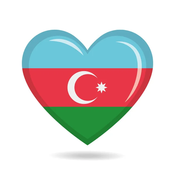 Azerbaigian Bandiera Nazionale Forma Cuore Vettoriale Illustrazione — Vettoriale Stock