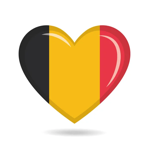 Belgien Nationell Flagga Hjärtform Vektor Illustration — Stock vektor