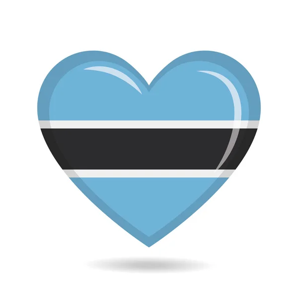 Kalp Şekli Vektör Illüstrasyonunda Botswana Ulusal Bayrağı — Stok Vektör