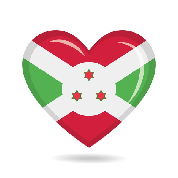 Burundi Bandiera Nazionale Forma Cuore Vettoriale Illustrazione — Vettoriale Stock