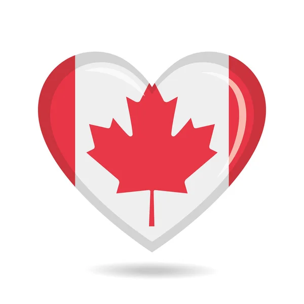 Kanada Národní Vlajka Tvaru Srdce Vektorové Ilustrace — Stockový vektor