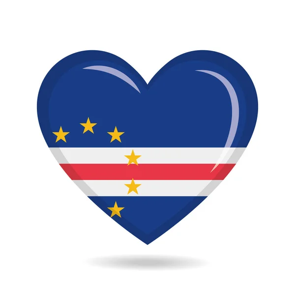 Cape Verde Ulusal Bayrağı Kalp Şekli Vektör Illüstrasyonunda — Stok Vektör