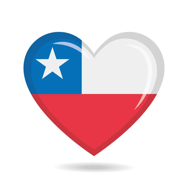 Chile Flaga Narodowa Kształcie Serca Wektor Ilustracja — Wektor stockowy