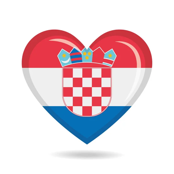 Chorvatsko Národní Vlajka Tvaru Srdce Vektorové Ilustrace — Stockový vektor