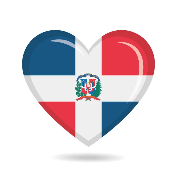 Dominikánská Republika Národní Vlajka Tvaru Srdce Vektorové Ilustrace — Stockový vektor