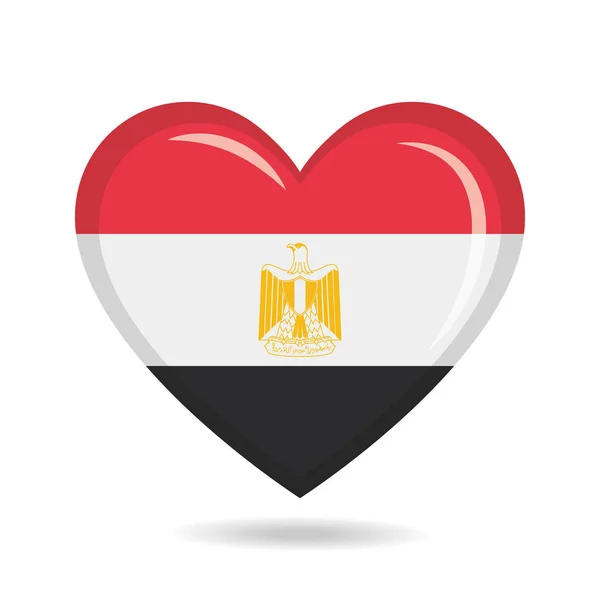 Bandeira Nacional Egito Forma Coração Ilustração Vetorial — Vetor de Stock