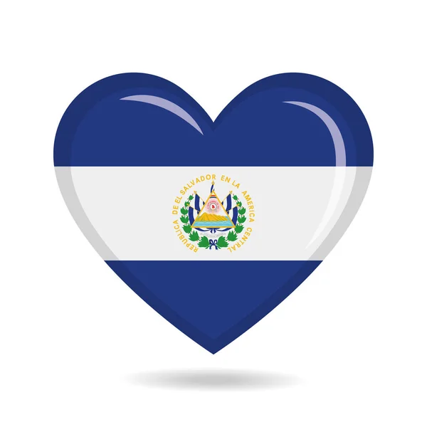Salvador Národní Vlajka Tvaru Srdce Vektorové Ilustrace — Stockový vektor