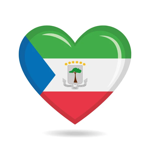 Bandeira Nacional Guiné Equatorial Forma Coração Ilustração Vetorial — Vetor de Stock