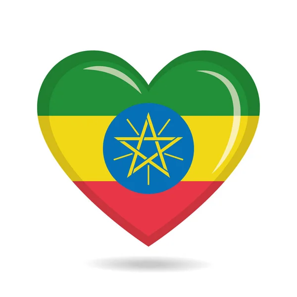 Державний Прапор Ефіопії Вигляді Серця — стоковий вектор