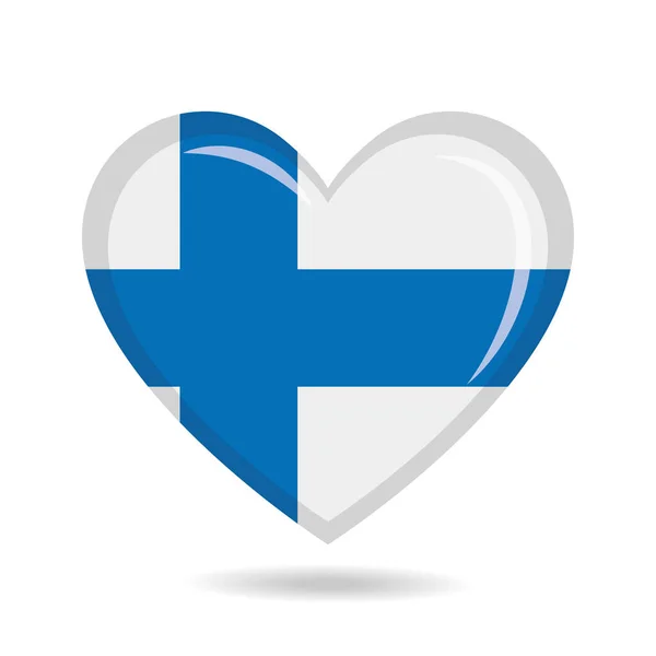 Finlandia Bandera Nacional Forma Corazón Vector Ilustración — Archivo Imágenes Vectoriales