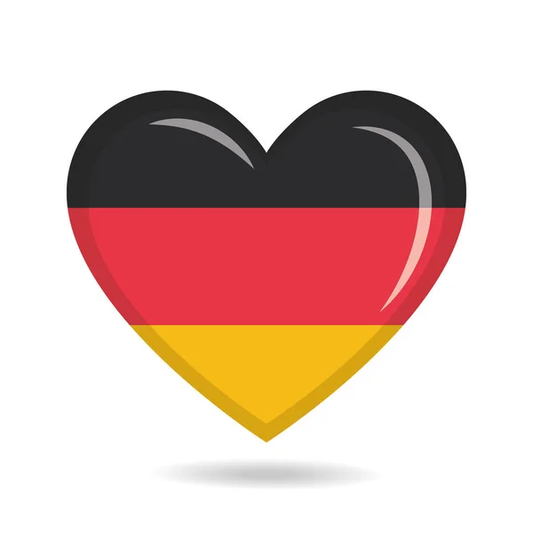 Almanya Ulusal Bayrağı Kalp Şekli Vektör Illüstrasyonunda — Stok Vektör