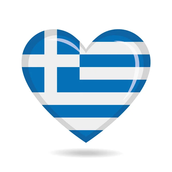 Grecia Bandiera Nazionale Forma Cuore Illustrazione Vettoriale — Vettoriale Stock
