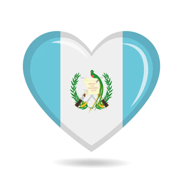 Guatemala Ulusal Bayrağı Kalp Şekli Vektör Illüstrasyonunda — Stok Vektör