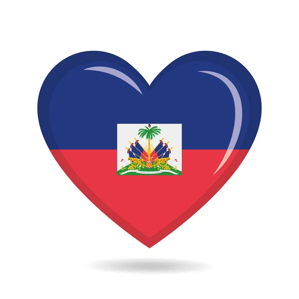 Bandera Nacional Haití Forma Corazón Vector Ilustración — Archivo Imágenes Vectoriales