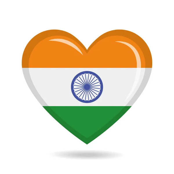 Bandera Nacional India Forma Corazón Vector Ilustración — Vector de stock