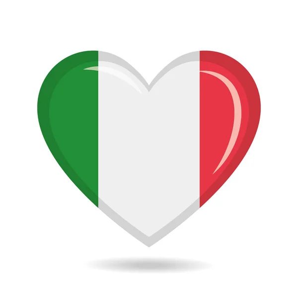 Bandeira Nacional Itália Forma Coração Ilustração Vetorial — Vetor de Stock