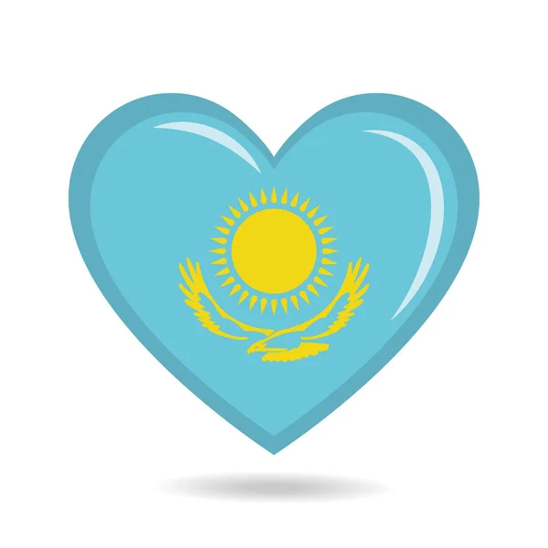 Bandeira Nacional Cazaquistão Forma Coração Ilustração Vetorial — Vetor de Stock
