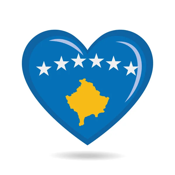 Kosovo National Flagga Hjärtat Form Vektor Illustration — Stock vektor