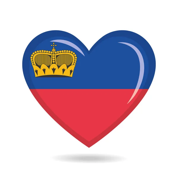 Drapeau National Liechtenstein Forme Coeur Illustration Vectorielle — Image vectorielle