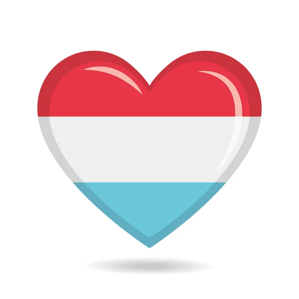 Lüksemburg Ulusal Bayrağı Kalp Şekli Vektör Illüstrasyonunda — Stok Vektör