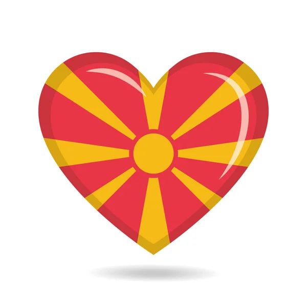 Macedonia Bandera Nacional Forma Corazón Vector Ilustración — Vector de stock