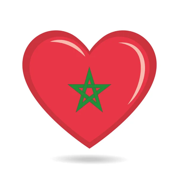 Marocco Bandiera Nazionale Forma Cuore Vettoriale Illustrazione — Vettoriale Stock