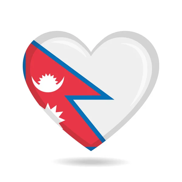 Bandeira Nacional Nepal Forma Coração Ilustração Vetorial — Vetor de Stock