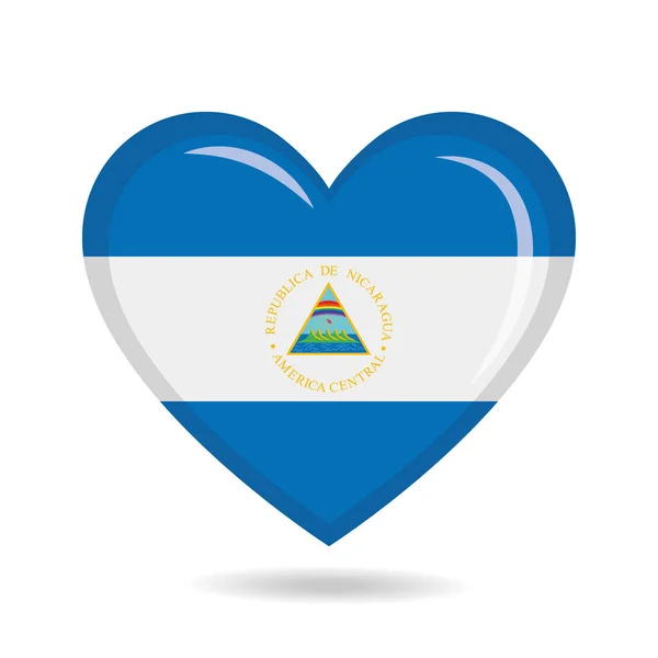 Nicaragua National Flagga Hjärtform Vektor Illustration — Stock vektor