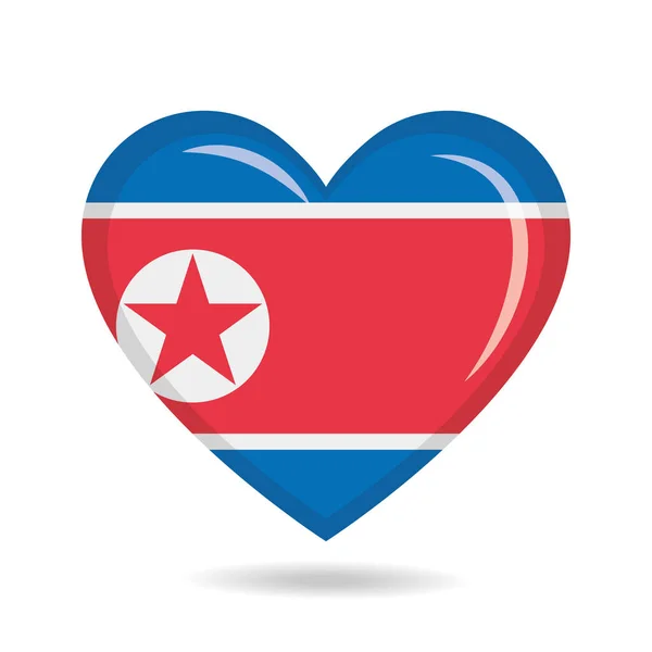 Національний Прапор Північної Кореї Формі Серця Ілюстрація — стоковий вектор