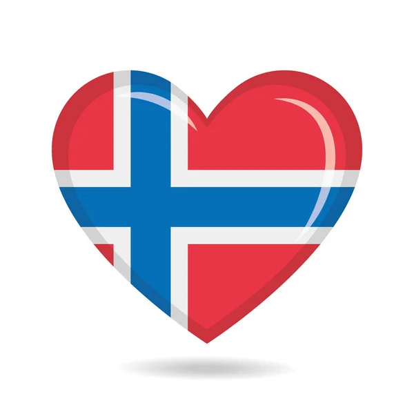 Norwegia Narodowa Flaga Kształcie Serca Wektor Ilustracja — Wektor stockowy