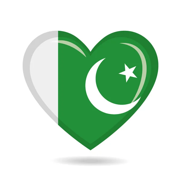 Pakistan National Flag Heart Shape Vector Illustration — Stock Vector