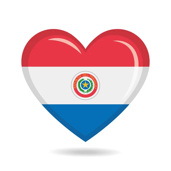 Paraguayská Národní Vlajka Tvaru Srdce Vektorové Ilustrace — Stockový vektor