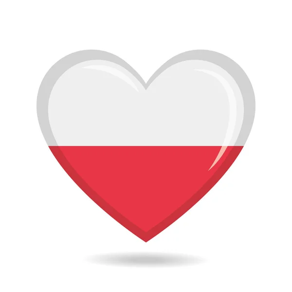 Drapeau National Pologne Forme Coeur Illustration Vectorielle — Image vectorielle