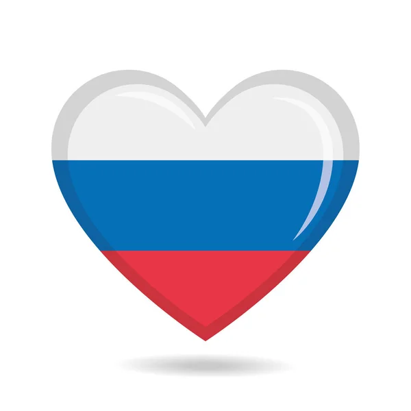 Drapeau National Russie Forme Coeur Illustration Vectorielle — Image vectorielle