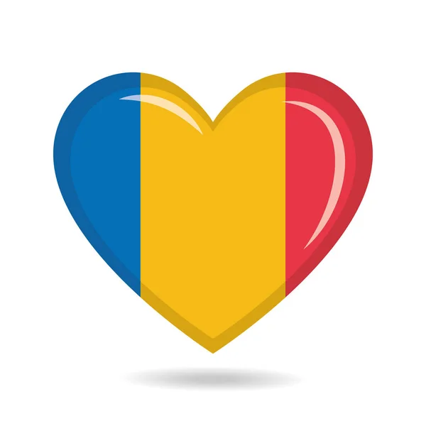 Державний Прапор Румунії Вигляді Серця — стоковий вектор