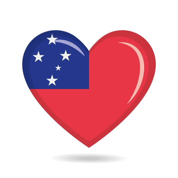 Samoa Národní Vlajka Tvaru Srdce Vektorové Ilustrace — Stockový vektor