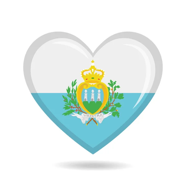 San Marino National Flagga Hjärtat Form Vektor Illustration — Stock vektor