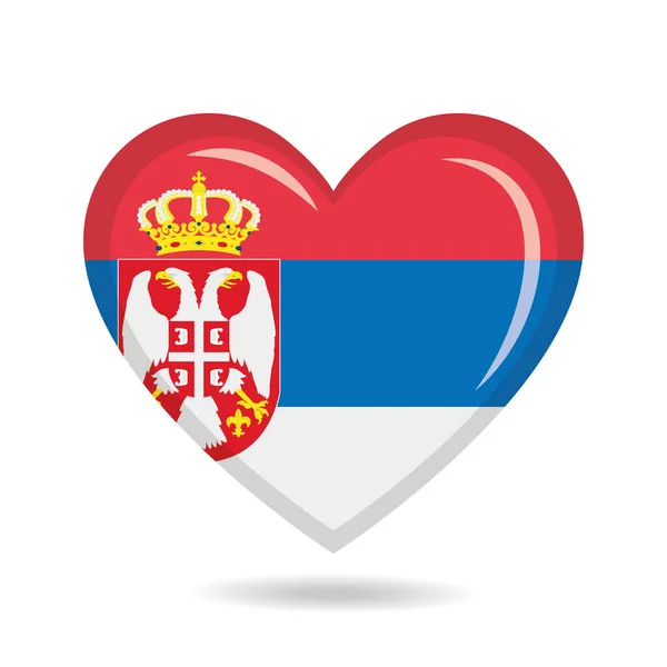 Drapeau National Serbie Forme Coeur Illustration Vectorielle — Image vectorielle