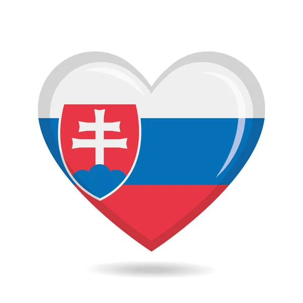 Bandeira Nacional Eslováquia Forma Coração Ilustração Vetorial — Vetor de Stock