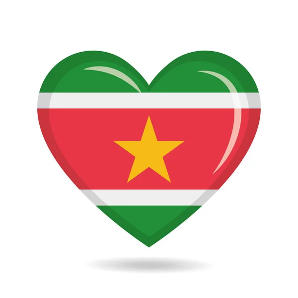 Suriname Nationalflagge Herzform Vektor Illustration — Stockvektor