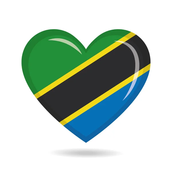 Національний Прапор Танзанії Формі Серця — стоковий вектор