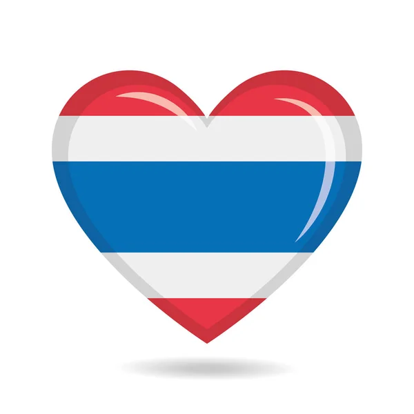 Thailand Nationalflagge Herzform Vektor Illustration — Stockvektor