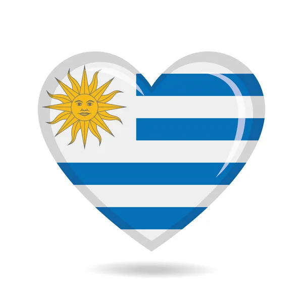 Bandera Nacional Uruguay Forma Corazón Vector Ilustración — Archivo Imágenes Vectoriales